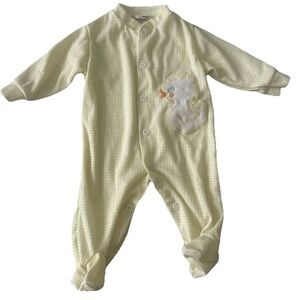 Vintage Kids Exchange Yellow Footie Pajamas Duck Size 0-3 Months Up To 12 Pounds
